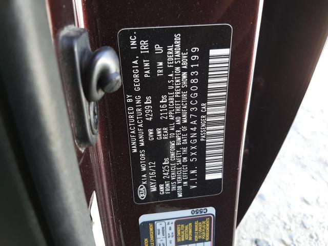 Photo 10 from auction – 2012 KIA OPTIMA EX with VIN 5XXGN4A73CG083199