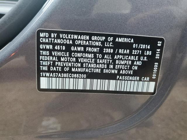 Photo 10 from auction – 2014 VOLKSWAGEN PASSAT S with VIN 1VWAS7A38EC065200
