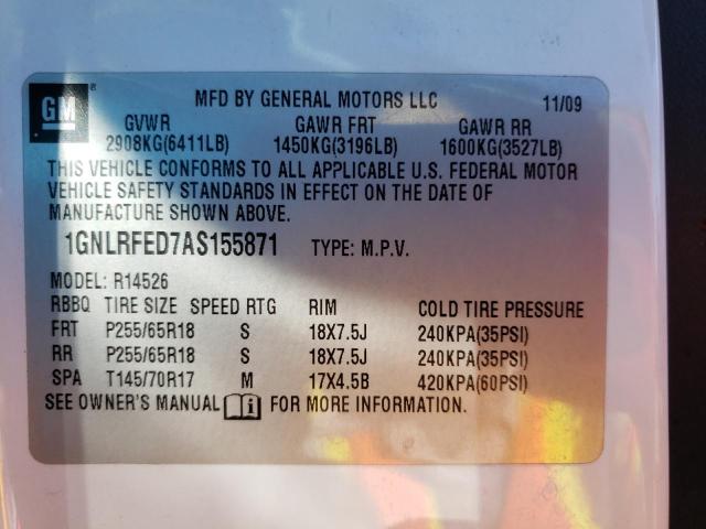 Foto 10 de la subasta – 2010 CHEVROLET TRAVERSE L con VIN 1GNLRFED7AS155871