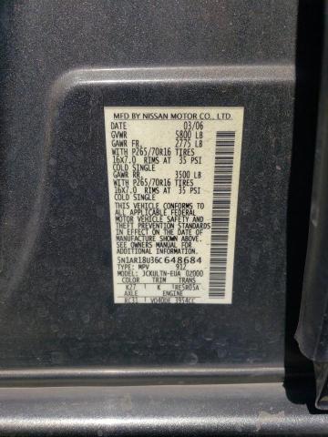 Photo 10 from auction – 2006 NISSAN PATHFINDER with VIN 5N1AR18U36C648684
