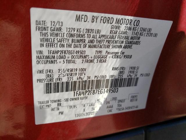 Photo 10 from auction – 2014 FORD TAURUS LIM with VIN 1FAHP2F87EG149503