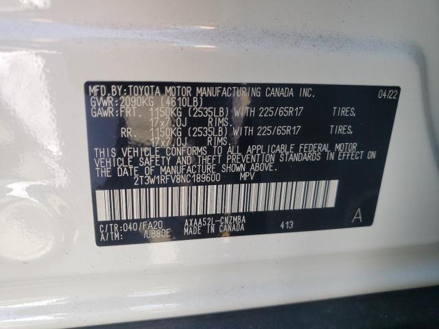 Photo 10 from auction – 2022 TOYOTA RAV4 XLE with VIN 2T3W1RFV8NC189600
