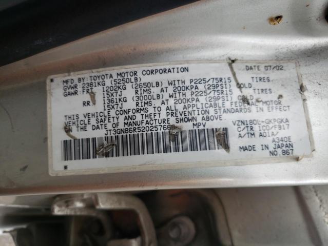 Photo 10 from auction – 2002 TOYOTA 4RUNNER SR with VIN JT3GN86R520257666