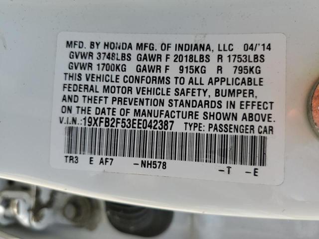 Photo 10 from auction – 2014 HONDA CIVIC LX with VIN 19XFB2F53EE042387
