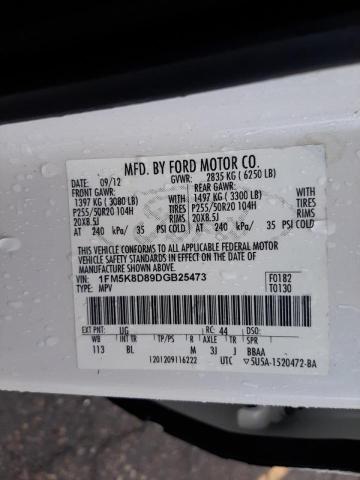 Photo 10 from auction – 2013 FORD EXPLORER X with VIN 1FM5K8D89DGB25473