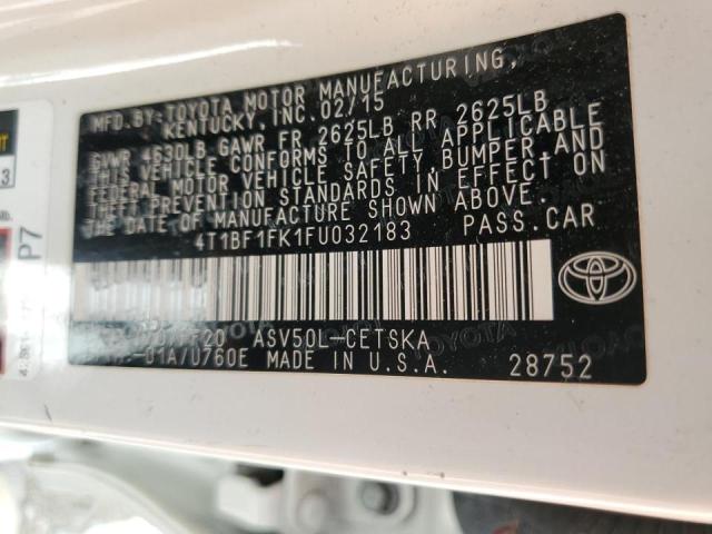 Photo 10 from auction – 2015 TOYOTA CAMRY LE with VIN 4T1BF1FK1FU032183
