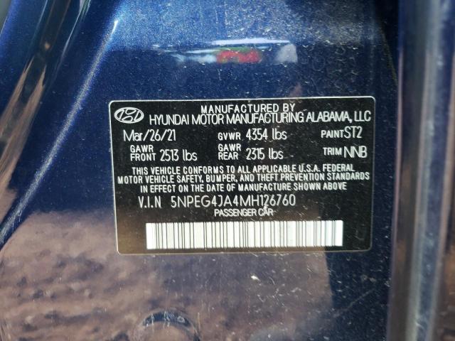 Photo 10 from auction – 2021 HYUNDAI SONATA SE with VIN 5NPEG4JA4MH126760