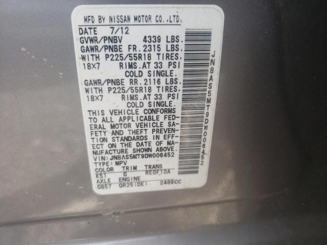 Photo 10 from auction – 2013 NISSAN ROGUE S with VIN JN8AS5MT9DW006452