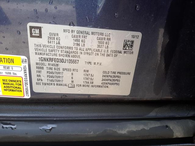 Photo 10 from auction – 2013 CHEVROLET TRAVERSE L with VIN 1GNKRFED3DJ105667