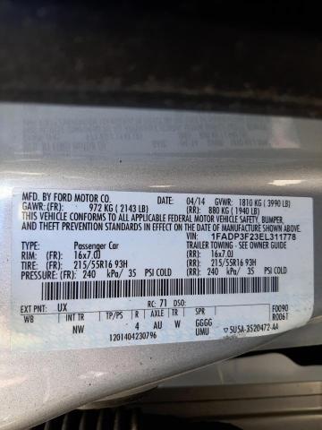 Photo 10 from auction – 2014 FORD FOCUS SE with VIN 1FADP3F23EL311778