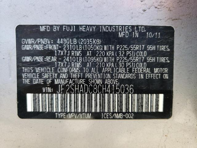Photo 10 from auction – 2012 SUBARU FORESTER 2 with VIN JF2SHADC8CH415036
