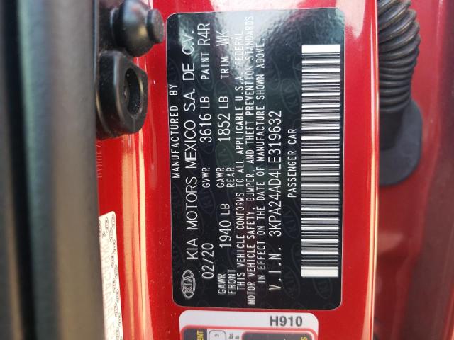 Photo 10 from auction – 2020 KIA RIO LX with VIN 3KPA24AD4LE319632