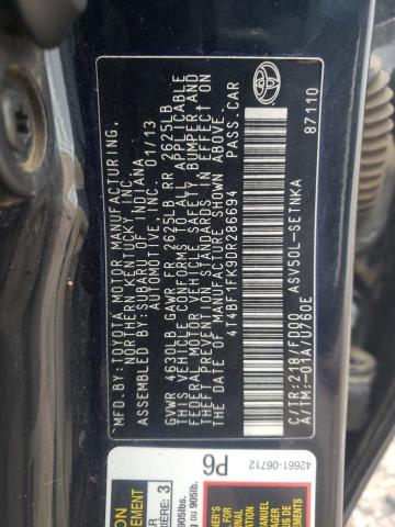 Photo 10 from auction – 2013 TOYOTA CAMRY L with VIN 4T4BF1FK9DR286694