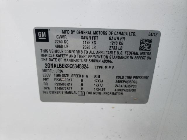 Photo 10 from auction – 2012 CHEVROLET EQUINOX with VIN 2GNALBEK9C6345824
