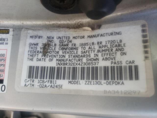 Photo 10 from auction – 2004 TOYOTA COROLLA CE with VIN 1NXBR32EX4Z308537