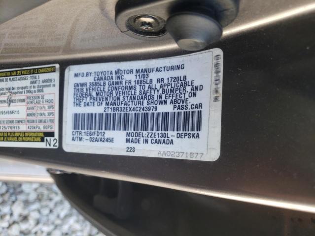 Photo 10 from auction – 2004 TOYOTA COROLLA CE with VIN 2T1BR32EX4C243979