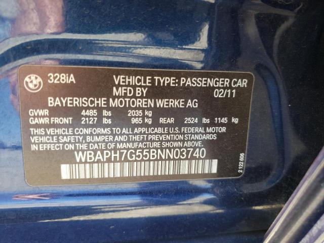 Photo 10 from auction – 2011 BMW 328 I with VIN WBAPH7G55BNN03740