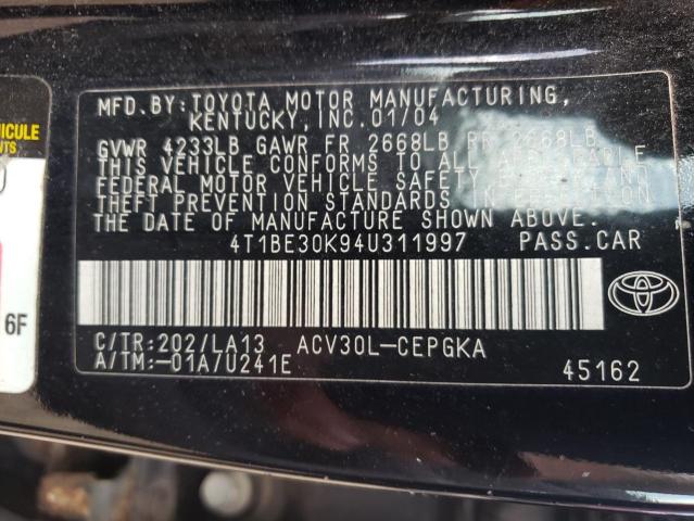 Photo 10 from auction – 2004 TOYOTA CAMRY LE with VIN 4T1BE30K94U311997