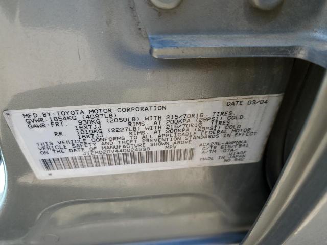 Photo 10 from auction – 2004 TOYOTA RAV4 with VIN JTEHD20V440024298