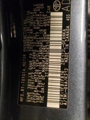 Photo 10 from auction – 2016 TOYOTA COROLLA L with VIN 2T1BURHE2GC631088