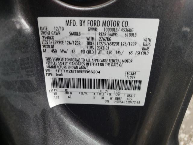 Photo 10 from auction – 2011 FORD F250 SUPER with VIN 1FT7X2BT6BEB66204