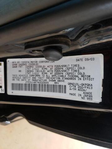 Photo 10 from auction – 2004 TOYOTA 4RUNNER SR with VIN JTEZU14R740020645