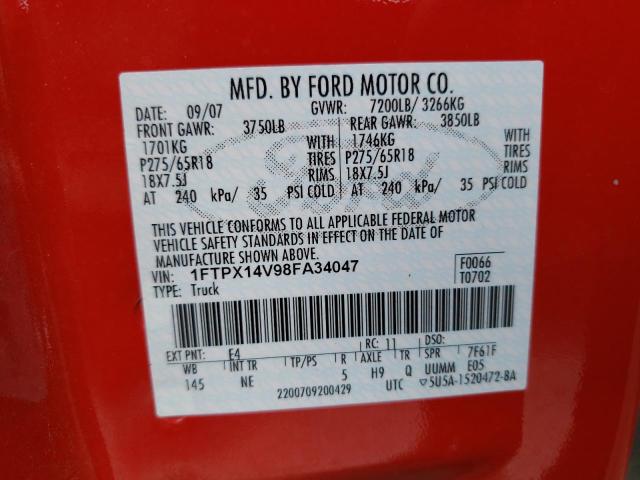 Photo 10 from auction – 2008 FORD F150 with VIN 1FTPX14V98FA34047