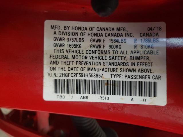 Photo 10 from auction – 2018 HONDA CIVIC LX with VIN 2HGFC2F59JH553857