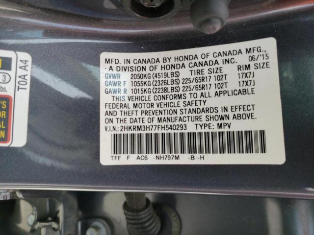 Photo 10 from auction – 2015 HONDA CR-V EXL with VIN 2HKRM3H77FH540293
