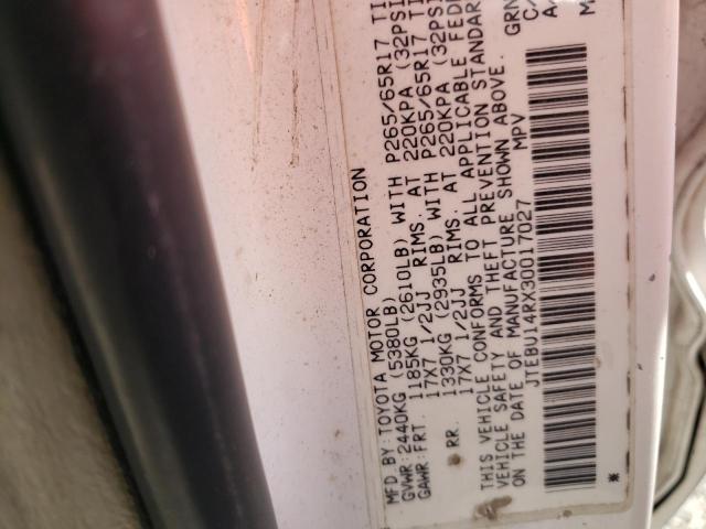 Photo 10 from auction – 2003 TOYOTA 4RUNNER with VIN JTEBU14RX30017027