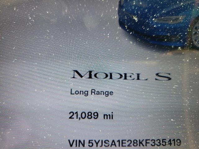Photo 8 from auction – 2019 TESLA MODEL S with VIN 5YJSA1E28KF335419
