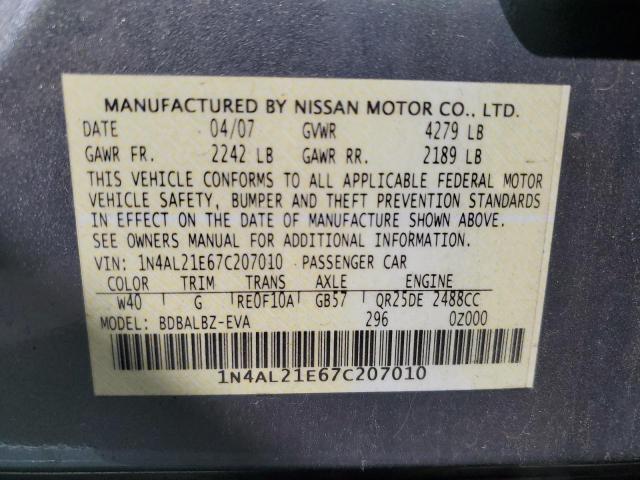 Photo 10 from auction – 2007 NISSAN ALTIMA 2.5 with VIN 1N4AL21E67C207010