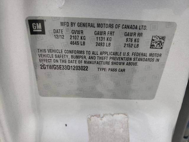 Photo 10 from auction – 2013 CHEVROLET IMPALA LT with VIN 2G1WG5E33D1203022