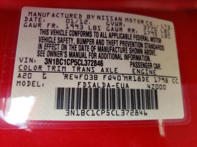 Photo 10 from auction – 2012 NISSAN VERSA S with VIN 3N1BC1CP5CL372846