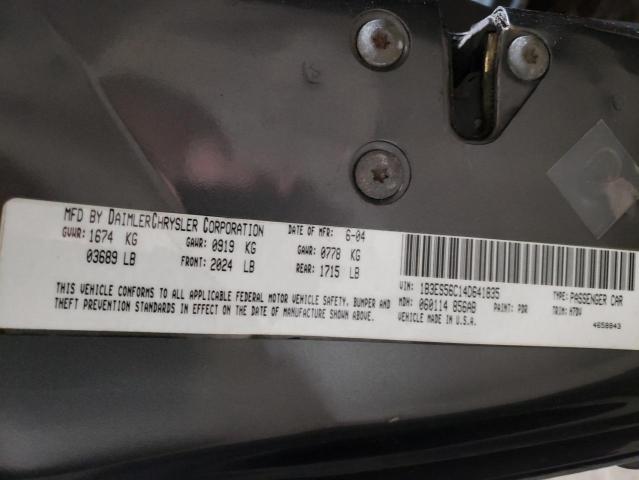 Photo 10 from auction – 2004 DODGE NEON SXT with VIN 1B3ES56C14D641835
