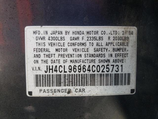 Photo 10 from auction – 2004 ACURA TSX with VIN JH4CL96964C025731