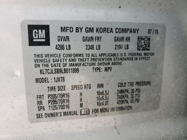 Photo 10 from auction – 2020 CHEVROLET TRAX 1LT with VIN KL7CJLSB9LB011899