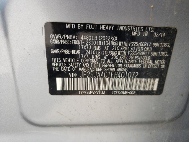 Photo 10 from auction – 2015 SUBARU FORESTER 2 with VIN JF2SJAAC1FH401072