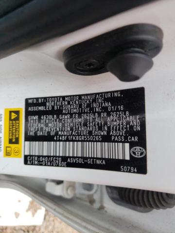 Photo 10 from auction – 2016 TOYOTA CAMRY LE with VIN 4T4BF1FK8GR550265