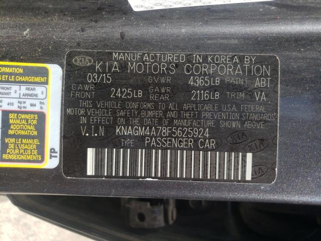 Photo 10 from auction – 2015 KIA OPTIMA LX with VIN KNAGM4A78F5625924