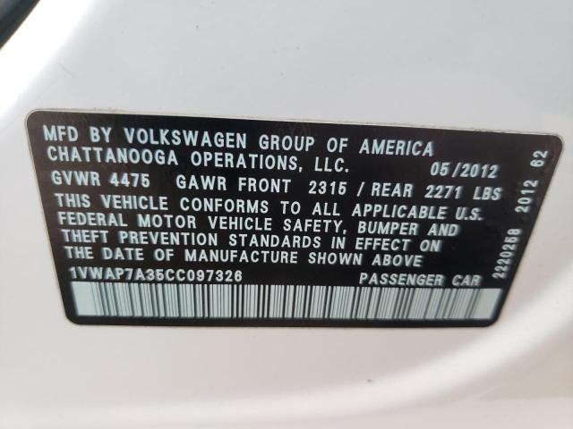 Photo 10 from auction – 2012 VOLKSWAGEN PASSAT S with VIN 1VWAP7A35CC097326