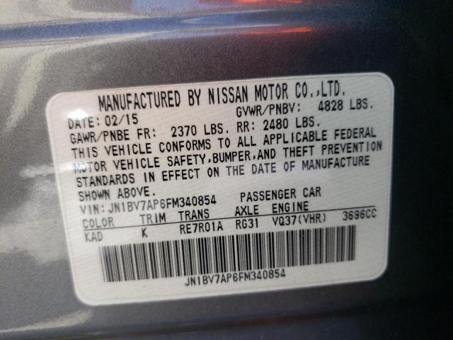 Photo 10 from auction – 2015 INFINITI Q50 BASE with VIN JN1BV7AP6FM340854