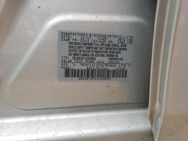 Photo 10 from auction – 2018 NISSAN SENTRA S with VIN 3N1AB7AP1JY230594