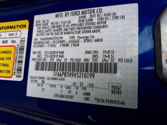 Photo 10 from auction – 2017 FORD MUSTANG with VIN 1FA6P8TH9H5210199