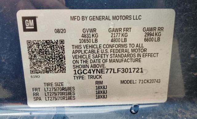 Photo 10 from auction – 2020 CHEVROLET SILVERADO with VIN 1GC4YNE77LF301721