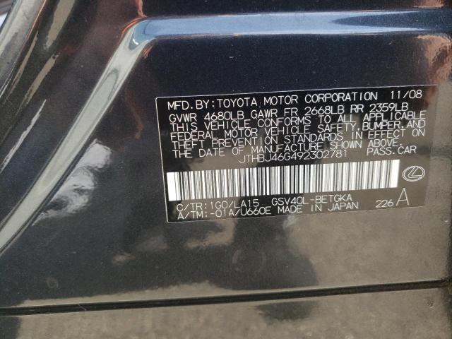 Photo 10 from auction – 2009 LEXUS ES 350 with VIN JTHBJ46G492302781
