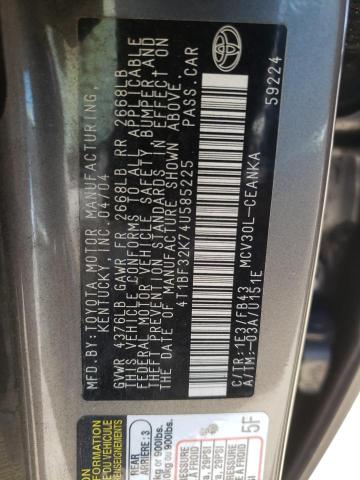 Photo 10 from auction – 2004 TOYOTA CAMRY LE with VIN 4T1BF32K74U585225