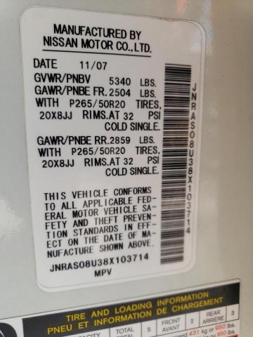 Photo 10 from auction – 2008 INFINITI FX35 with VIN JNRAS08U38X103714