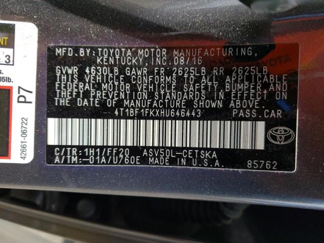 Photo 10 from auction – 2017 TOYOTA CAMRY LE with VIN 4T1BF1FKXHU646443