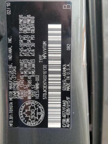 Zdjęcie 10 z aukcji – 2010 TOYOTA HIGHLANDER z VIN 5TDJK3EH7AS016130